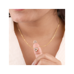 Elegant Minimal Diamond Cluster Gold <b>Necklace</b> with Marquise Cut Stone Perfect For Everyday Wear - Product Image 6