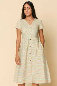 VESTIDO CASUAL DE ALGODÓN CORTO TIPO A PARA MUJER - Product Image 4