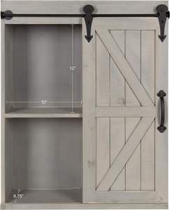 Decorative Wood Wall Storage <b>Cabinet</b> with <b>Sliding</b> Barn <b>Door</b> Rustic Gray - Product Image 6