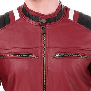 Chaqueta de Cuero Formal para Hombre con Cuello Redondo, Estructura Transpirable, Cremallera Frontal Funcional, Logotipo, Características Impermeables y Cortavientos - Product Image 6