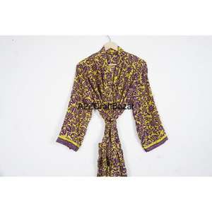 Bata Kimono de Seda 100% de Alta Calidad con Cuello en V, Diseño de Parches, Larga, con Cierre de Cordón, para Primavera/Verano, Ropa de Estar de Lujo - Product Image 2