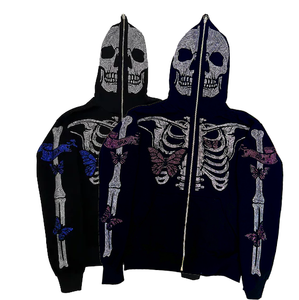 Sudadera con capucha de algodón de lujo con diamantes brillantes y logotipo personalizado, transferencia térmica de diamantes de imitación, sudadera y sudadera con capucha para hombre - Product Image 5