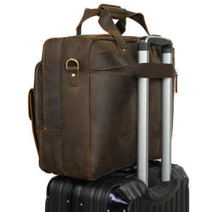 New Arrival <b>Mens</b> Crazy Horse Genuine Leather Messenger <b>Bag</b> 17.3 Inch Cowhide Laptop Briefcase Office Handbag - Product Image 4