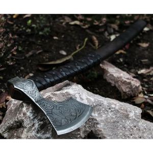 Hache à fendre Jexmoo personnalisée de 19,5 pouces en acier D2, manche en bois de rose, étui en cuir, cadeau d'extérieur, fait à la main, qualité industrielle - Product Image 4