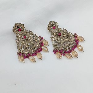 ต่างหูห้อยคริสตัลและลูกปัดชุบทองแนวชนเผ่าทันสมัยเครื่องประดับที่โดดเด่นสำหรับงานแต่งงานและงานรื่นเริง - Product Image 3