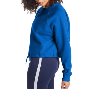 2024, venta al por mayor, Sudadera de cuello redondo negra lisa, Jersey de algodón 100, sudadera de gran tamaño, sudaderas de lana en blanco para mujer - Product Image 3