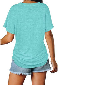 เสื้อยืดผู้หญิง เนื้อผ้าเรียบ ระบายอากาศได้ดี ทออย่างประณีต กระชับรูปร่าง ยืดหยุ่นเล็กน้อย ระบายอากาศได้ดี สวมใส่สบาย เหมาะสำหรับกิจกรรมกลางแจ้งในชีวิตประจำวัน - Product Image 4