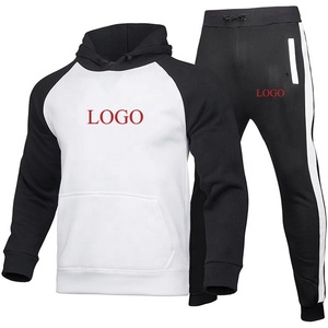 Survêtements coupe ajustée bicolore à blocs de couleurs de qualité supérieure pour hommes survêtement personnalisé ensemble de sweat à capuche imprimé bouffant Streetwear Vente en gros - Product Image 3
