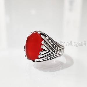 Nouvelle bague pour hommes exclusive pierre précieuse cornaline naturelle bague de naissance toutes les tailles bijoux de noël ottoman bague en argent Sterling 925 - Product Image 2