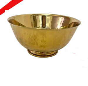 Cuenco para servir alimentos de metal de forma redonda con acabado dorado de calidad superior para hotel en casa - Product Image 2