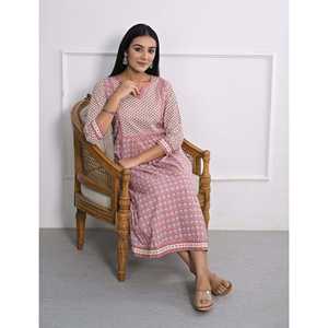 Vestido de Algodón Rosa Estampado, Elegante y Formal para Fiesta, Tallas XS-5XL, Uso Diario Informal, Suministro ODM, Transpirable, Cintura Natural, Largo hasta el Suelo - Product Image 5