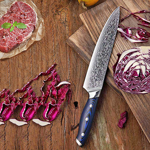 Couteau de chef professionnel japonais à haute teneur en carbone, lame ultra tranchante en acier Damas, service OEM ODM personnalisé en gros - Product Image 3