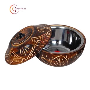 Simple and Classic Design <b>Wooden</b> Casserole <b>With</b> <b>Lid</b> Cover Hot Pot Roti Chapati Storage <b>Box</b> Container <b>With</b> <b>Lid</b> Kitchenware Supply - Product Image 3