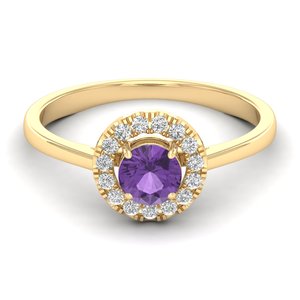 Reyes เครื่องประดับแฟชั่นเพชรทอง14K 18K 22K สำหรับผู้หญิงทรงกลมตัด0.5Ct อเมทิสต์พลอยแหวนหมั้น - Product Image 6