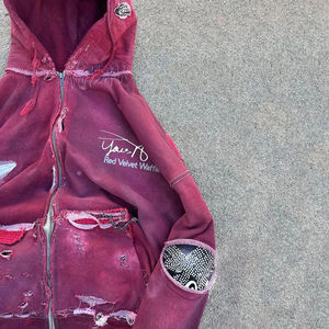 เสื้อสเวตเตอร์มีฮู้ดสำหรับผู้ชายและผู้หญิงเสื้อมีฮู้ดผ้าคอตตอนผ้าฝรั่งเศสผ้าเทอร์รี่ซีดจางมีซิปซักแบบวินเทจ - Product Image 4