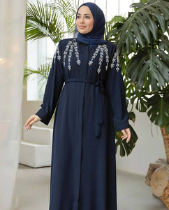 Vêtements arabes islamiques Abaya saoudienne pour femmes musulmanes Broderie faite à la main Abaya ouverte sur le devant - Product Image 1
