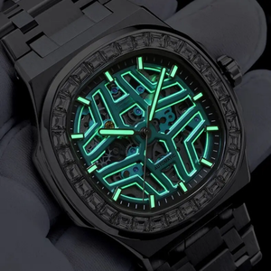Reloj de Pulsera de Lujo para Hombre, de Acero Inoxidable, Esqueleto, Automático, con Bisel Estilo Baguette, Luminoso, Resistente al Agua, OEM ODM - Product Image 4
