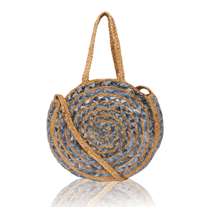 Sac fourre-tout rond bohème en jute avec fermeture ouverte durable, sac à main de plage pour femme à usage quotidien avec pompons - Product Image 3