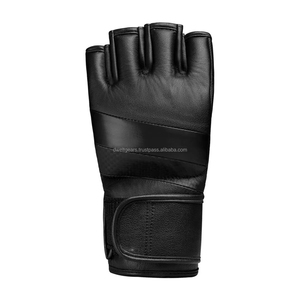 Custom Brand Leather MMA Gloves Breathable Lightweight Non-Slip Adjustable Wrist Strap <b>Hook</b> Loop Closure Sparring Training OEM - Product Image 3
