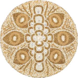 Napperon de table perlé 13x13 des plus exigeants, des plus étonnants, des plus uniques, couleur jaunâtre, fleurs brodées, napperons perlés - Product Image 4