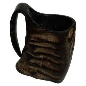 Taza de cuerno de búfalo natural, jarra de cuerno de vaca pulida, tazas de té de café de estilo vikingo náutico, excelentes artesanías - Product Image 1