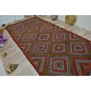 6x44.5 ft Vintage <b>Runner</b> Rug, Turkish <b>Red</b> Ikat Rug - Product Image 2
