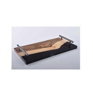 Bandeja ecológica de madera y resina para servir, hecha a mano, buen tamaño personalizado pulido para el hogar, utensilios de cocina, bandeja de comida para el desayuno - Product Image 3