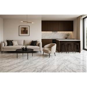 Dalle de marbre naturel de Carrare Design moderne finition de surface brossée polie aiguisée pour sol de villa de salle de bain extérieure - Product Image 3