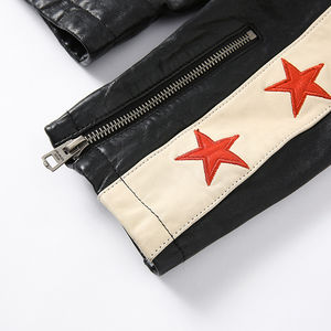 Veste bomber en cuir véritable noir pour moto, vente chaude OEM, sur mesure, poches zippées, veste en cuir pur de luxe, veste de moto pour homme - Product Image 5