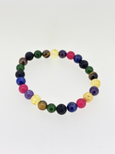 Bracelet de fête en argent sterling 925 massif avec perles de cristal naturel classique des sept chakras, pierre de naissance spirituelle de guérison - Product Image 2