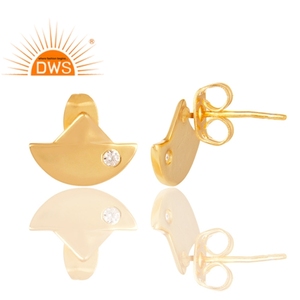 ต่างหูสตั๊ดอัญมณี CZ สีเงินแท้จากผู้ผลิต - Product Image 2