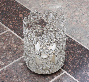 Único cristal hogar decorativo redondo en forma de cuentas de hierro Metal candelabro votivo en plateado Navidad y boda decorar - Product Image 6