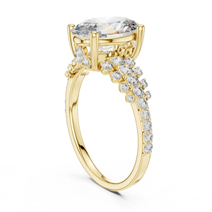 แหวนสตั๊ดทองคำ 14K ประดับเพชรทรงรีและทรงกลมที่เพาะเลี้ยงในห้องปฏิบัติการ |   ชุดลำลองประจำวัน |   เพชรที่เพาะเลี้ยงใหม่ - Product Image 4