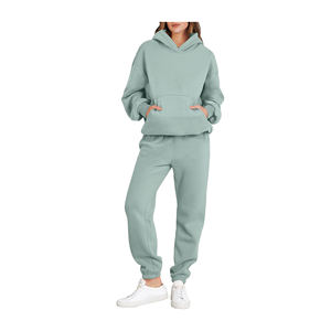 Sudaderas con capucha y pantalones de chándal con logotipo personalizado, conjunto para correr, sudaderas con capucha de gran tamaño para mujer, de 2 piezas chándal, conjunto de pantalones de chándal y Sudadera con capucha - Product Image 1