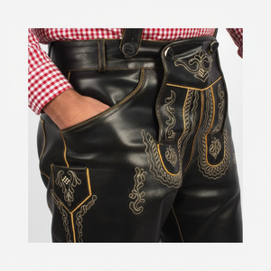 กางเกงหนังบาวาเรียนสำหรับเทศกาลอ็อกโทเบอร์เฟสต์  แบบนูร์ซ  น้ำหนักเบา  ปักลายหนังวัวแท้ - Product Image 1