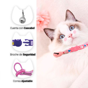 Collare di Lusso Elegante per Gatti con Design Staccabile, Accessorio in Poliestere Stile Western con Campanello Unico in Plastica per Gatti e Cani - Product Image 1