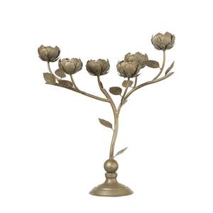 Élégant Porte-Bougie à 5 Bras en Forme de Branche d'Arbre avec des Gobelets en Verre Vente en Gros Ornement de Table en Métal Feuille de Ginkgo pour Décoration de Mariage - Product Image 5