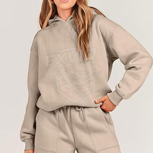 Ensemble sweat à capuche et short décontracté pour femme, 100 % coton respirant et écologique, 2 pièces - Product Image 4