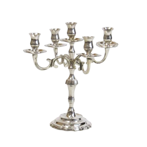 เชิงเทียนอลูมิเนียมเคลือบเงาพร้อมแขน5ชิ้นเชิงเทียนโลหะ - Product Image 1