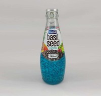 Private Label Basilicumzaad drank met fruitsmaak 290ml glazen fles exportkwaliteit gratis labelontwerp gratis sample groothandelsprijs