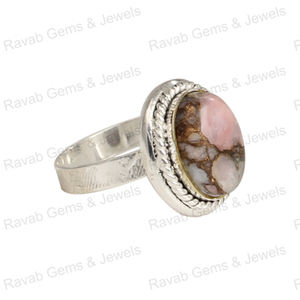 สินค้ามาใหม่ออกแบบสไตล์โบโฮสำหรับผู้หญิงแหวนสีโรสโกลด์ทำด้วยมือตัวเรือนพลอยเทอร์ควอยซ์สีชมพูธรรมชาติสำหรับวันครบรอบ - Product Image 6