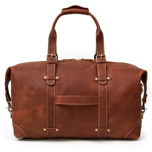 Multifunctional Portable Cowhide Genuine <b>Leather</b> Travel Fitness Weekender <b>Handbags</b> Duffle Bag - Product Image 5