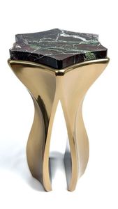 Mesa de centro y mesa auxiliar con superficie de mármol acabado en dorado, muebles de decoración para el hogar de lujo, muy vendidos. - Product Image 5