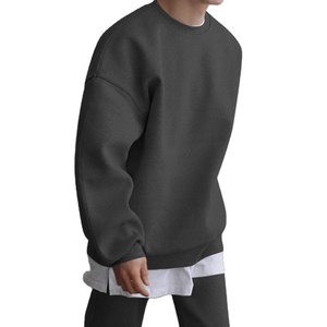 Nueva sudadera gruesa de cuello redondo, estilo oversized y corte cropped, con logo personalizado, 500 g/m², cuello simulado, sudadera con capucha de algodón para hombre - Product Image 4