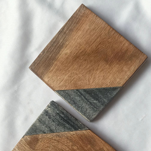 Handmade wooden <b>coaster</b> with black marble edge to premium look - ecofriendly <b>tea</b> <b>coasters</b> - Product Image 1