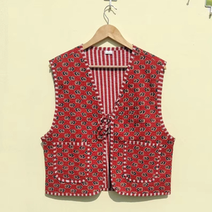 เสื้อแขนกุดผ้าฝ้ายสำหรับผู้หญิงเสื้อแขนกุดทำจากผ้าควิลท์ดอกไม้ผ้าทอแบบลำลองสำหรับฤดูหนาวสไตล์อินเดียโบโฮ - Product Image 1