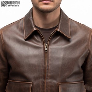Chaqueta de cuero de vaca personalizada de alta calidad para hombre, de invierno con múltiples bolsillos estilo informal, cremallera transpirable, venta al por mayor Oem - Product Image 4