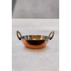 Kadai rond en laiton poli moderne avec poignées latérales dorées, ustensile de cuisine traditionnel artisanal pour cuisiner et servir les plats - Product Image 5