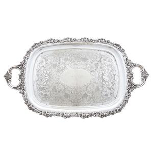 Plateau de service en acier nickelé fait à la main plateau en métal rectangulaire décoratif maison viande fruits dîner servant des conceptions imprimées - Product Image 1