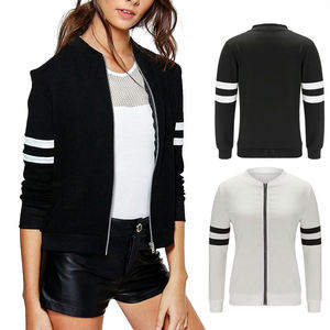 Blouson Bomber Femme Tendance en Gros – Sweat-shirt Zippé à Manches Rayées, Décontracté, Streetwear Léger et Sportif - Product Image 5